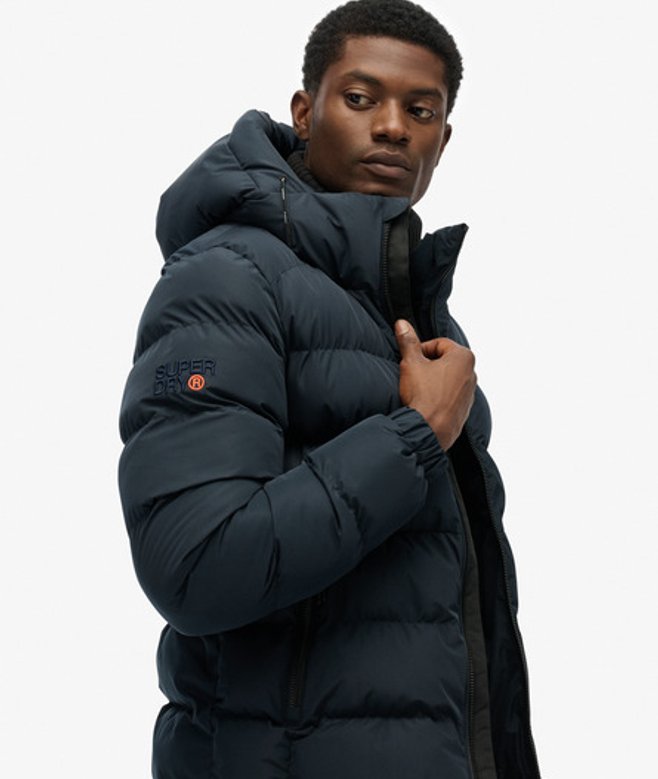 Superdry Herren Kapuzen-sportpufferjacke Navy - Größe: S