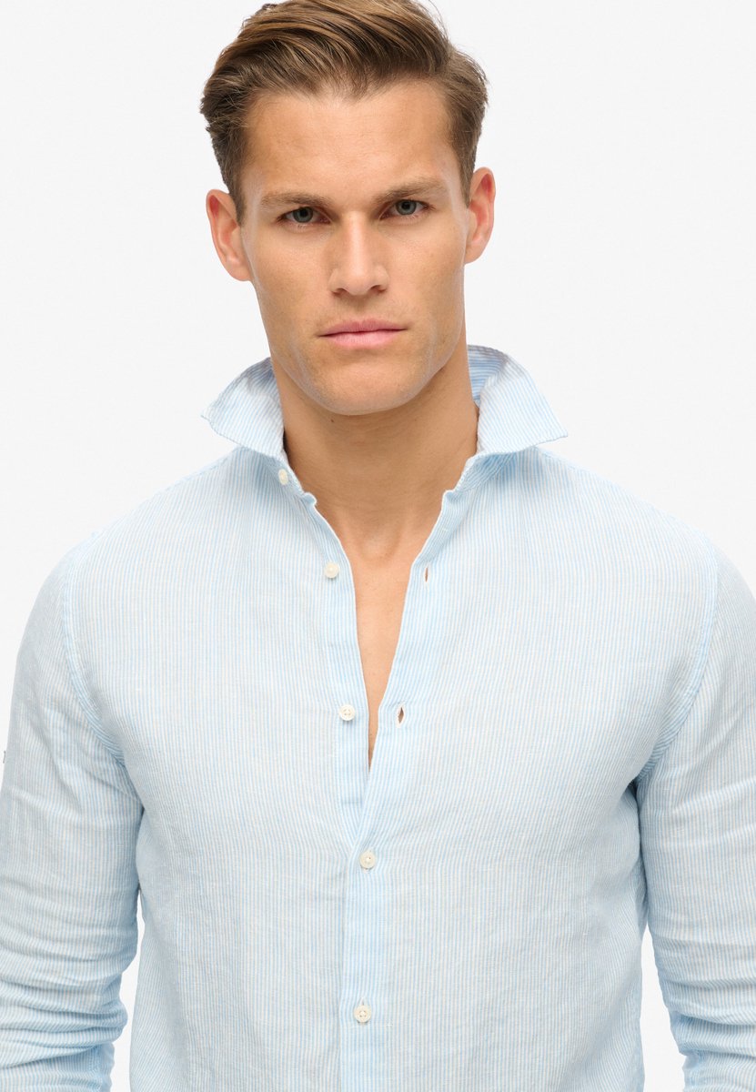 Superdry Herren Lässiges Leinen-langarmhemd Hellblau - Größe: XL