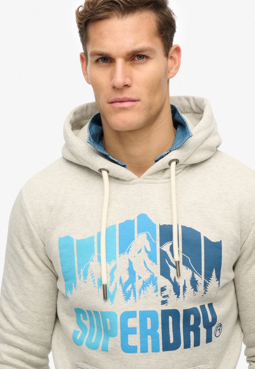 Superdry Herren Mountain Regenbogen Hoodie Hellgrau - Größe: L