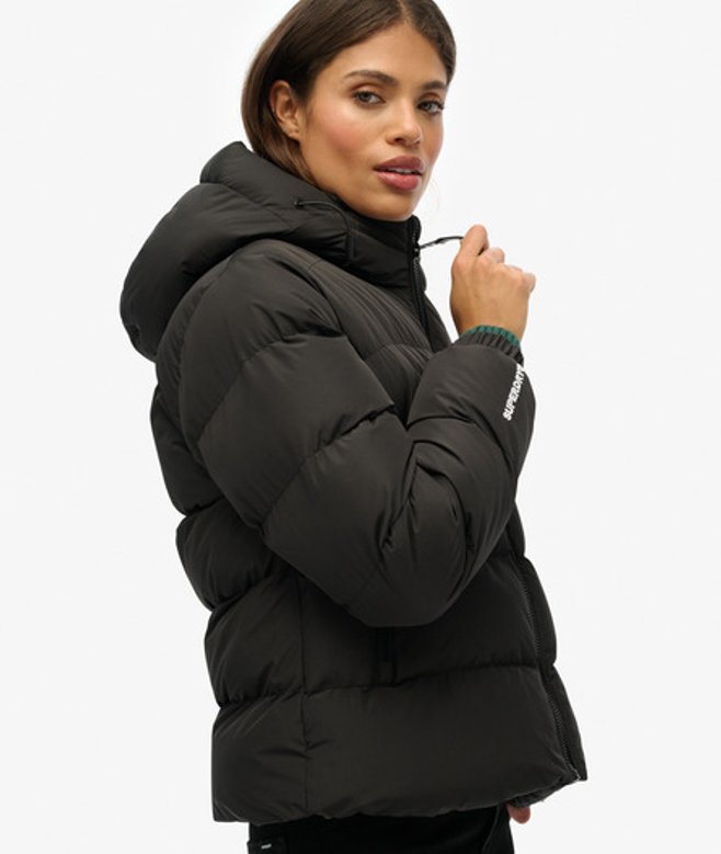 Superdry Damen Kapuzen-sportpufferjacke Black - Größe: 38