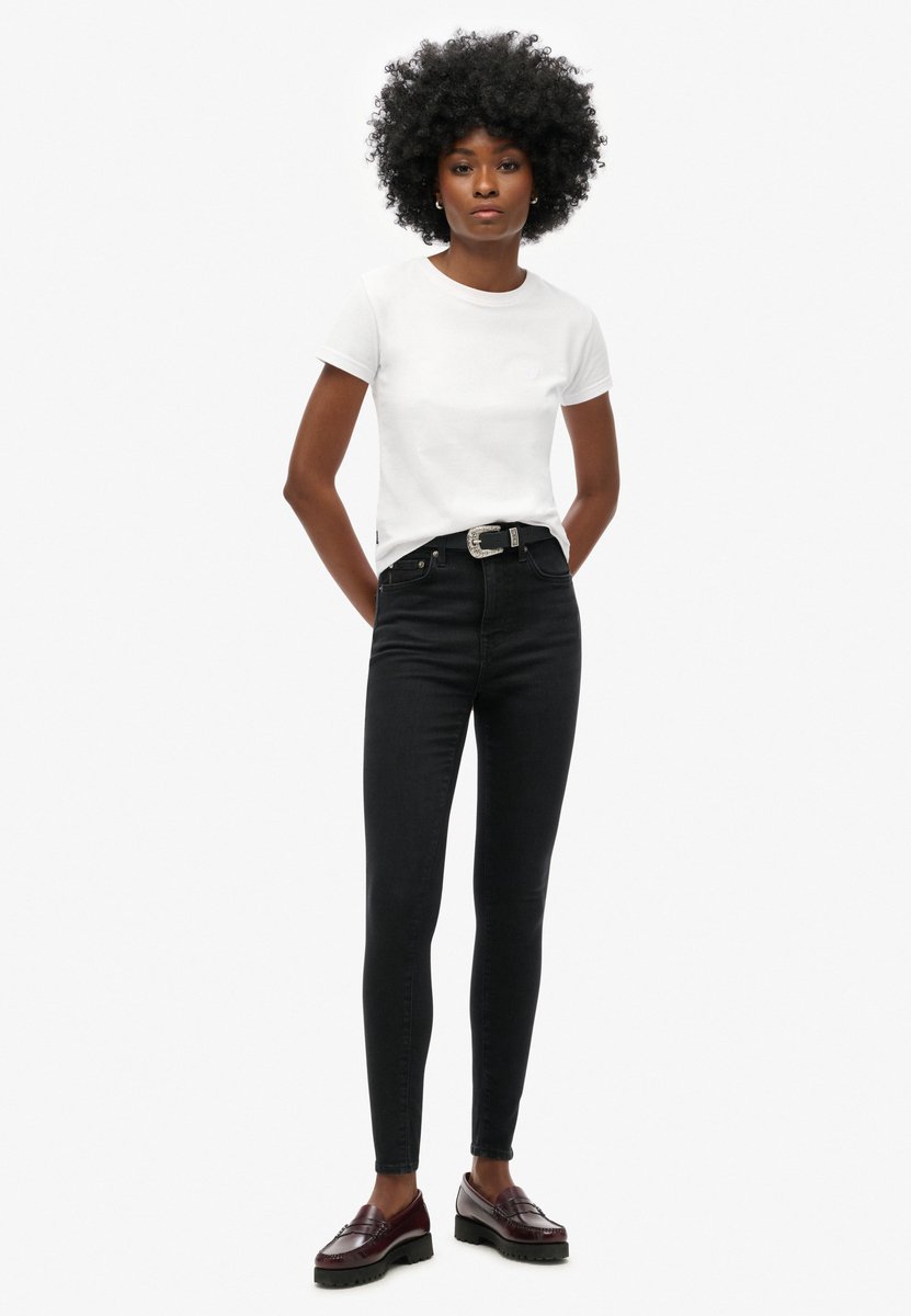 Superdry Damen Skinny Jeans aus Bio-baumwolle mit Hohem Bund Schwarz - Größe: 28/30