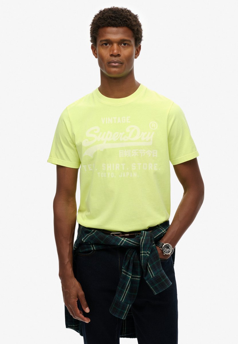 Superdry Herren Lässiges Vintage Logo T-shirt in Neonfarben Yellow - Größe: M