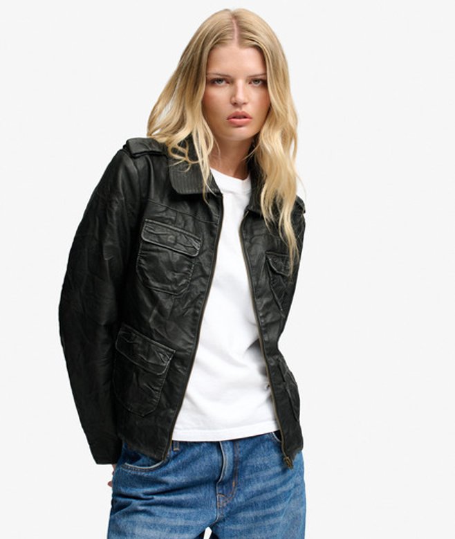Superdry Herren Fuji Sport Steppjacke mit Kapuze Kaki - Größe: S