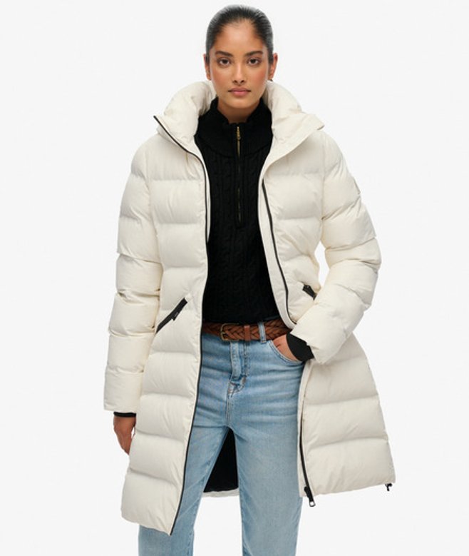 Superdry Damen City Mid Steppjacke White - Größe: 46