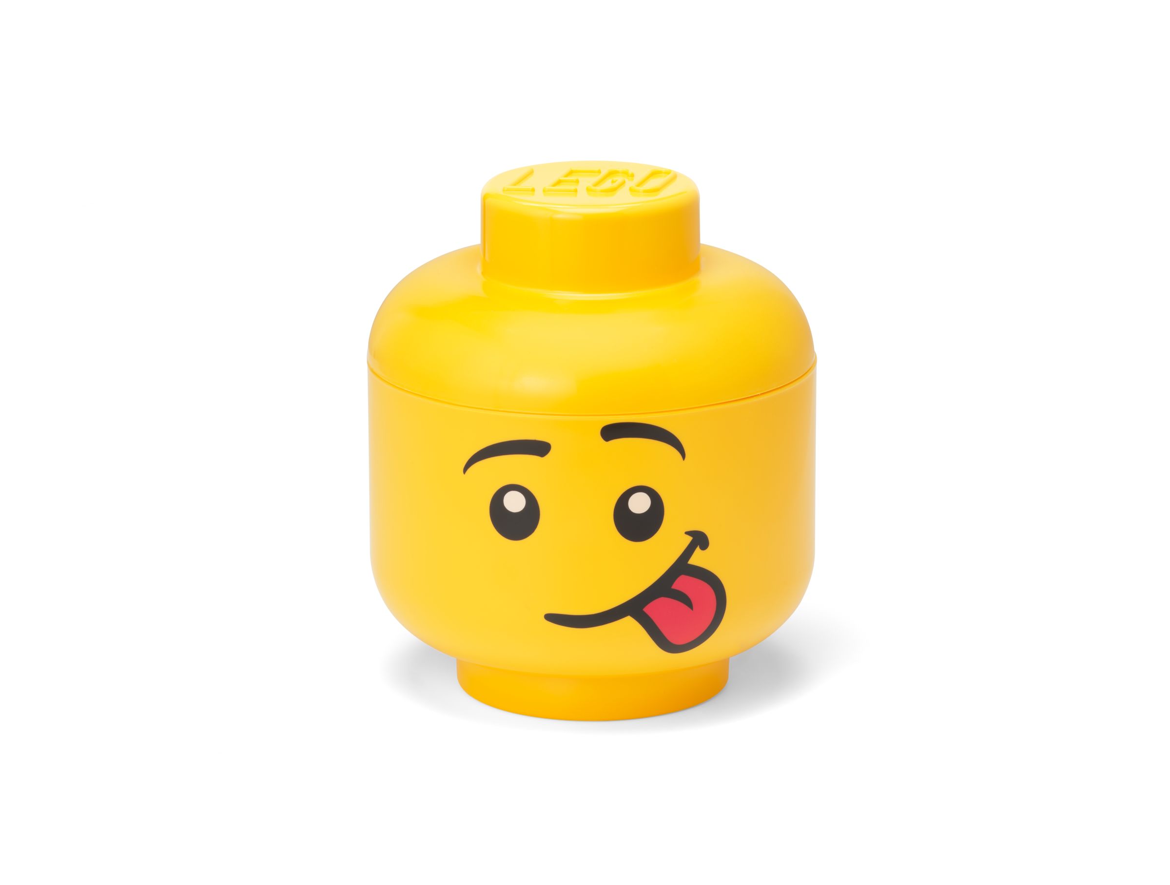 Mały pojemnik w kształcie głowy śmiesznej minifigurki