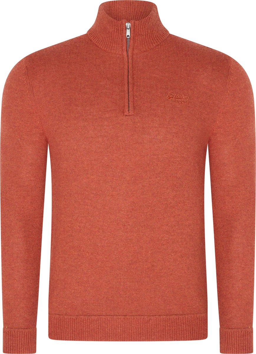 Superdry Herren Essential Strickpullover mit Halbreißverschluss und Stickerei Orange - Größe: XL