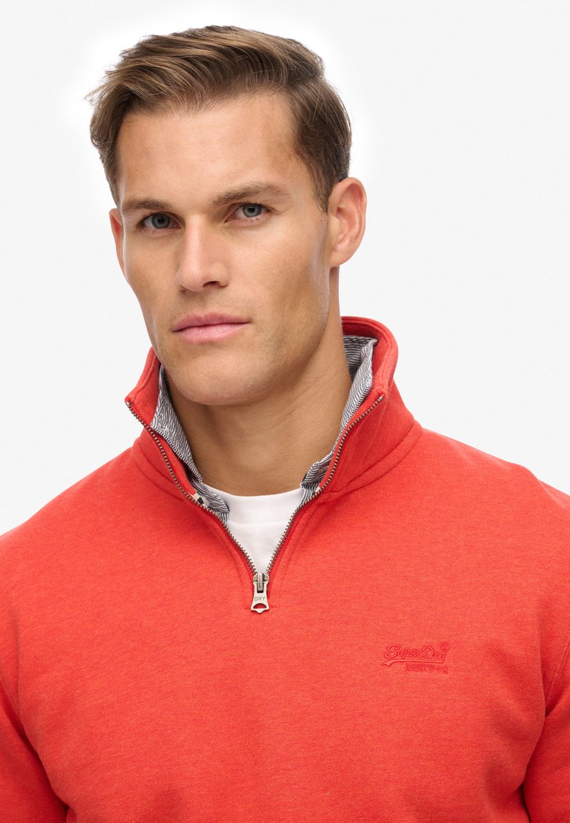 Superdry Herren Essential Logo Sweatshirt mit Halbreißverschluss Orange - Größe: M