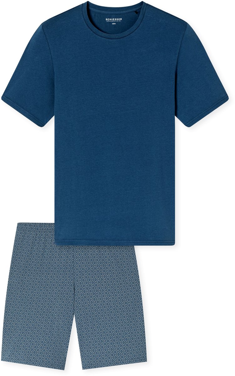 Schlafanzug kurz navy gemustert - Casual Essentials 48