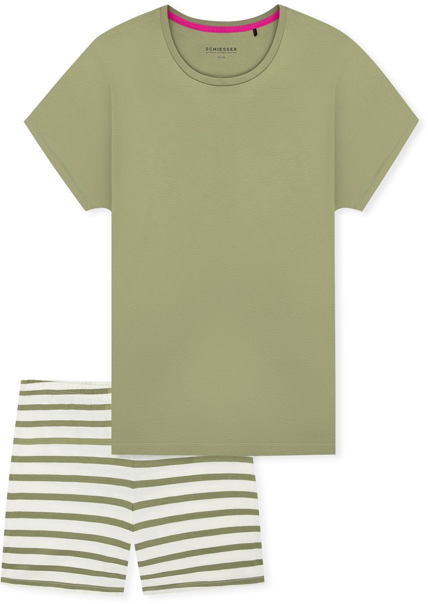 Schlafanzug kurz Ringel linde - Casual Essentials 40
