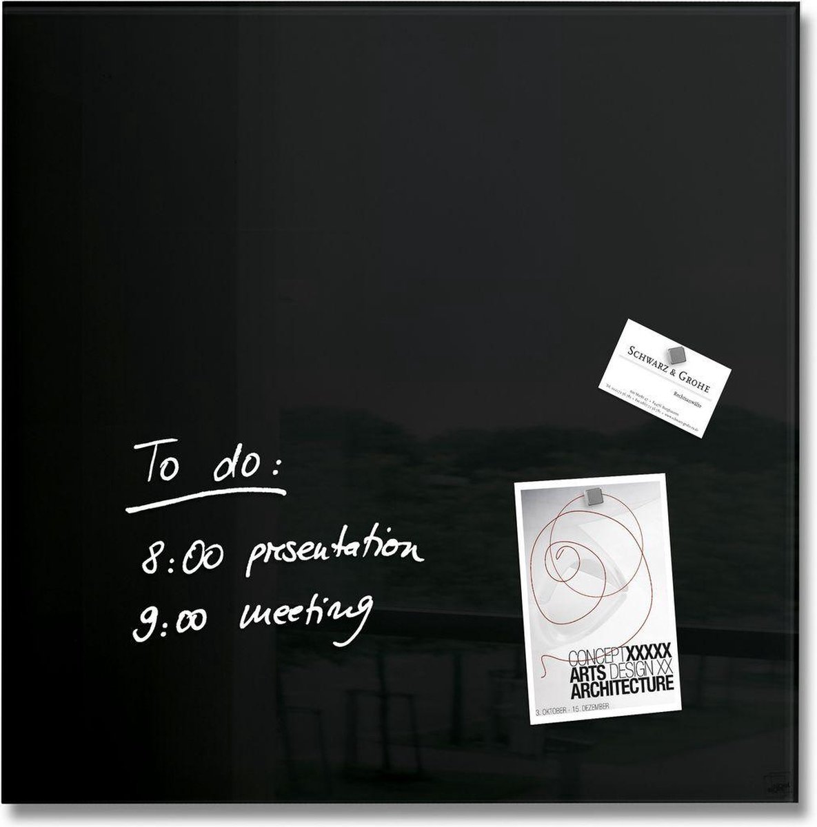 Sigel Glas-Magnetboard artverum 48x48cm schwarz