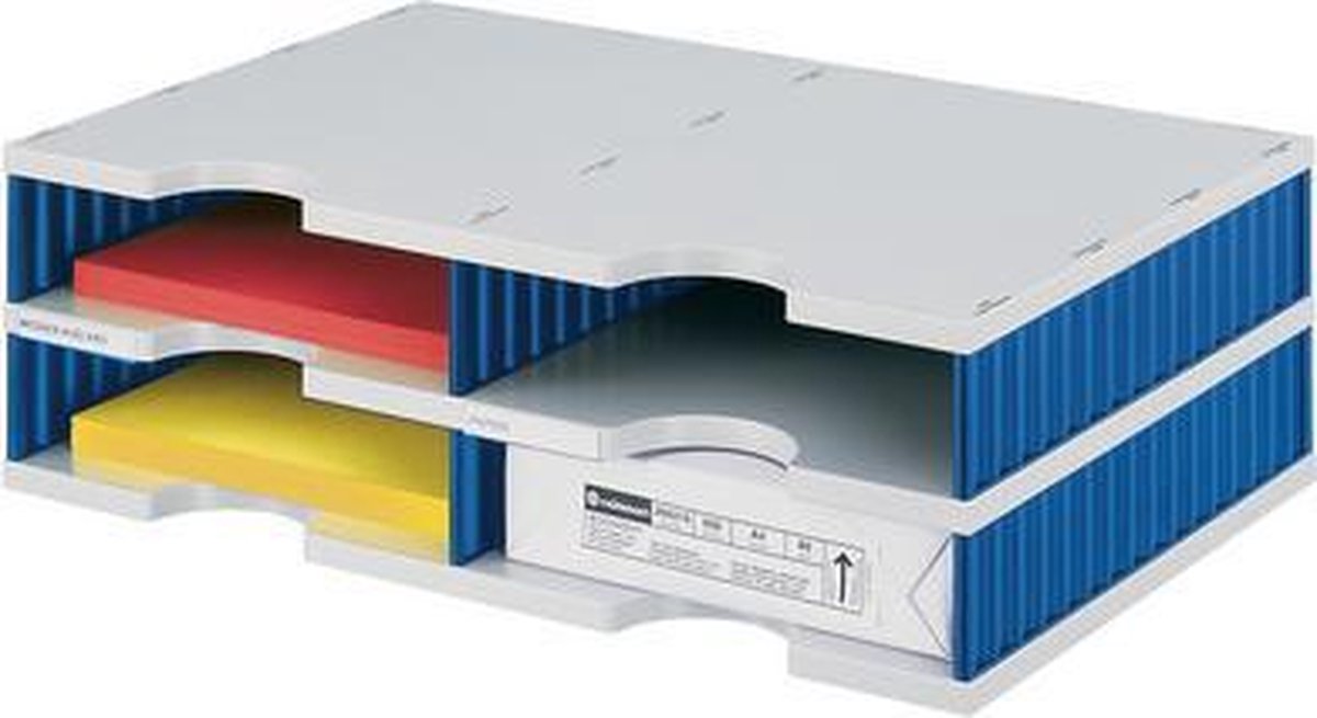 Styro Sortierstation styrodoc Duo 4 Fächer grau/blau