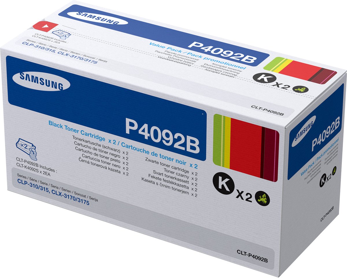 Hewlett Packard HP Samsung Toner CLT-P4092B Doppelpack Schwarz (ca. 3.