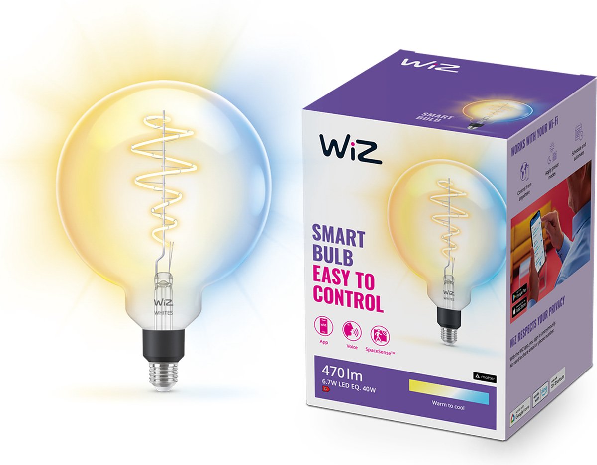 Signify WiZ Filament 40W E27 XL-Globeform G200 Clear Einzelpack-