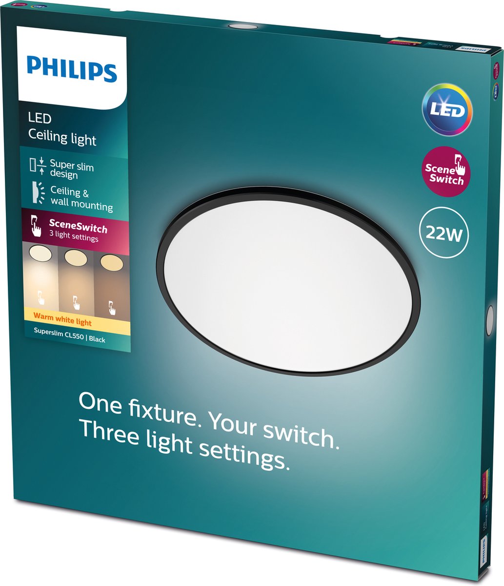 Signify Philips 3in1 LED Leuchte CL550 2000lm 2700K Dimmen o DS schw