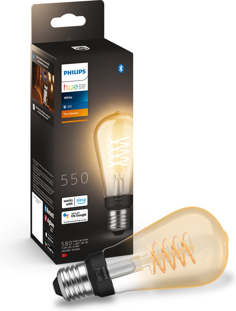 Signify Philips Hue White E27 Filament ST64 550lm