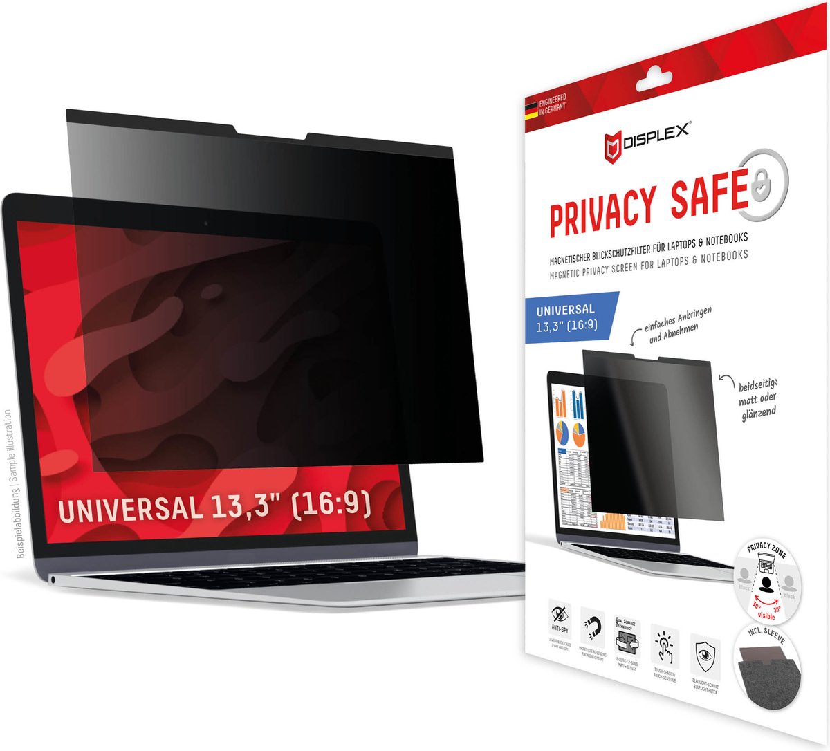 E.V.I. DISPLEX Blickschutzfilter Privacy Safe Universal 13,3-, 16:9