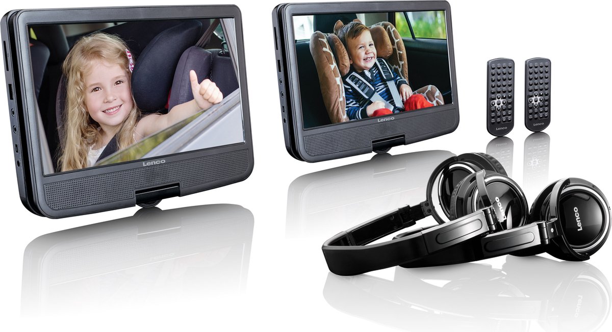 Lenco LENCO DVP-1046 Tragbares 10- DVD-Player Set mit Doppellaufwerk