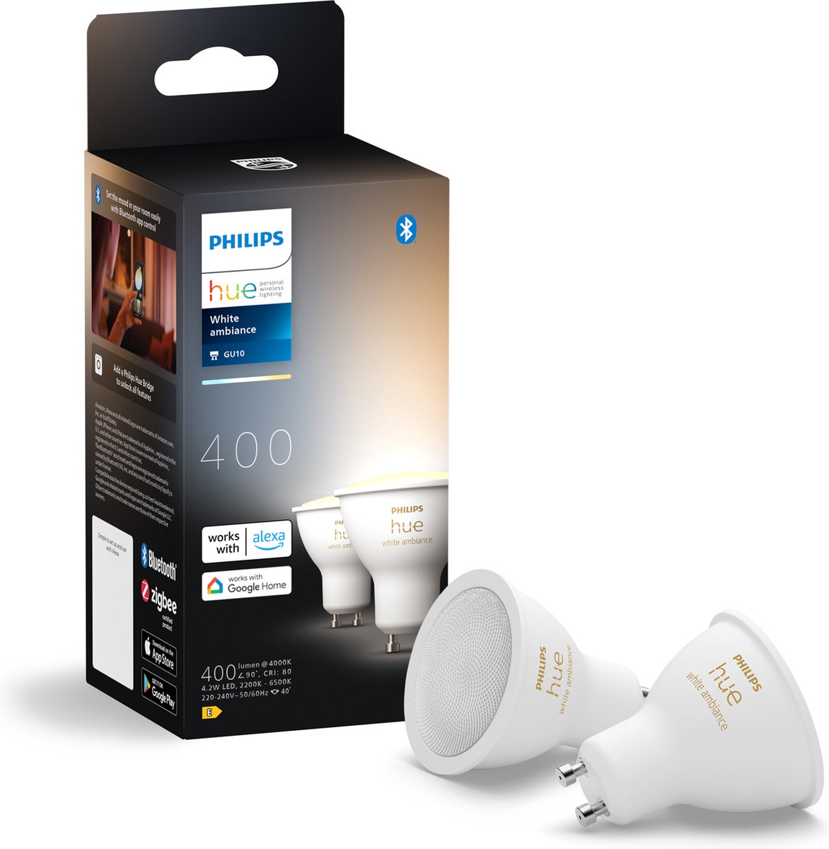 Signify Philips Hue White Ambiance GU10 Doppelpack 2x350lm.
