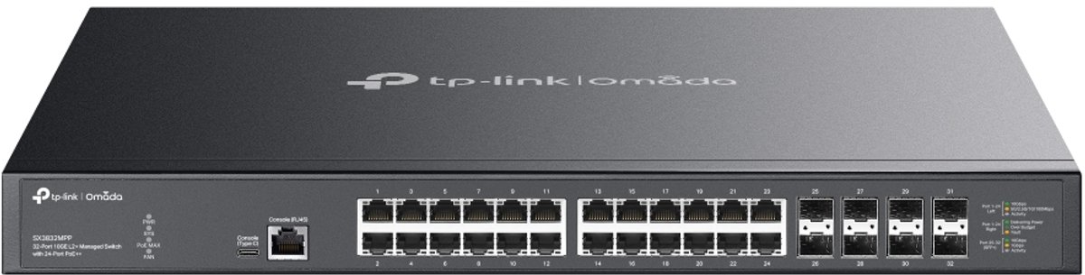 TP-Link Omada 32-Port 10GE L2+ Managed Switch mit 24-Port PoE+
