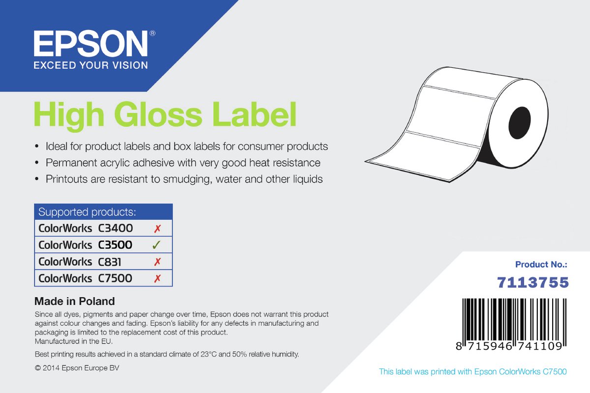 18 x Epson Epson Etiketten 102x152mm 210 Seiten weiss Hochglanz