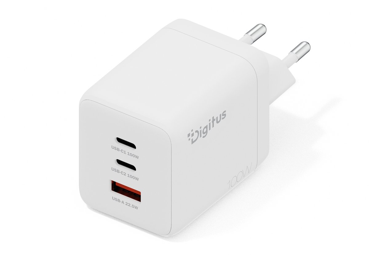 Assmann DIGITUS USB GaN Charger 100W, 2x USB-C, 1x USB-A
