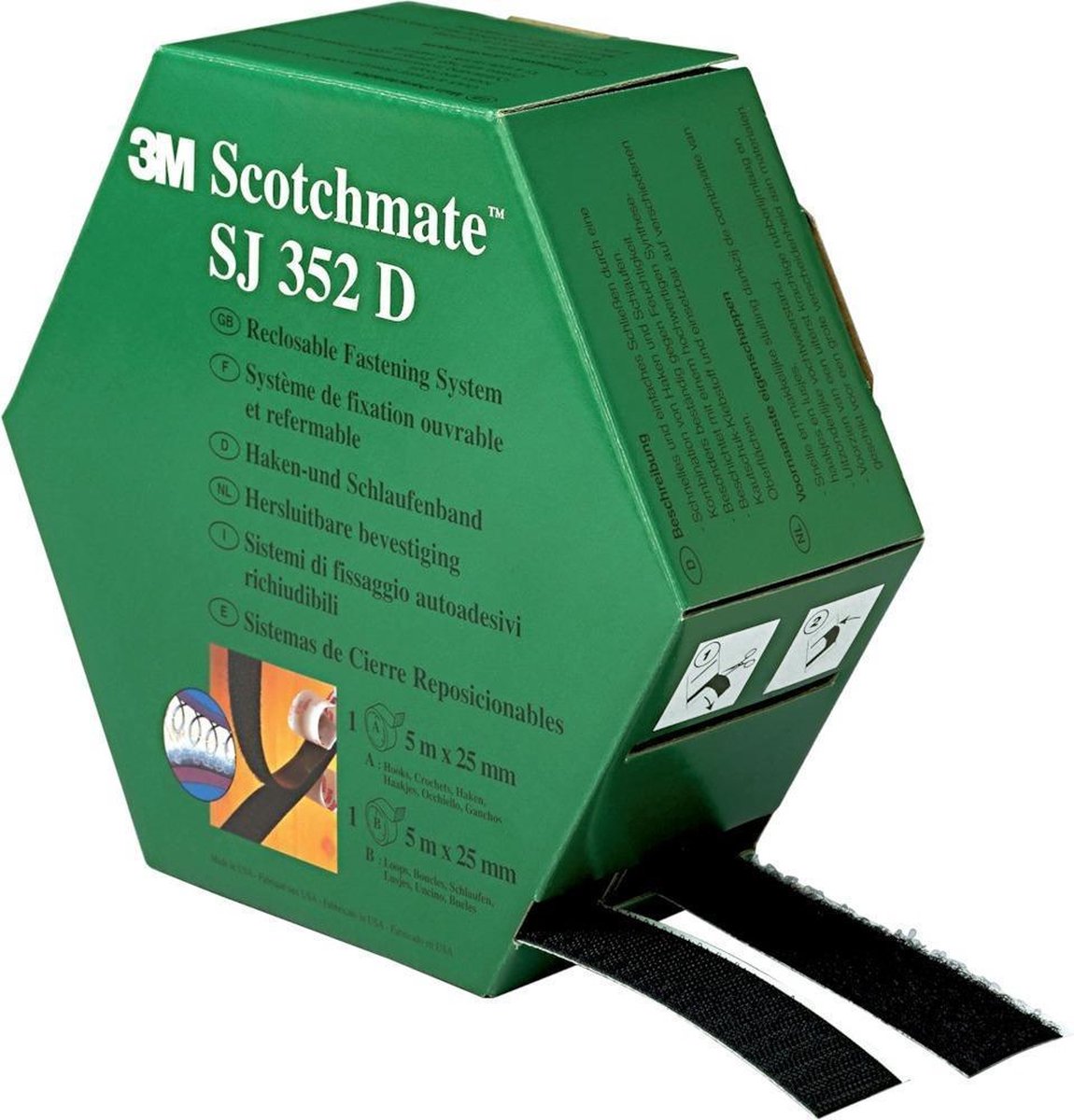 3M Befestigungssband schwarz, Breite: 25,4mm, 5m wiederablösbar