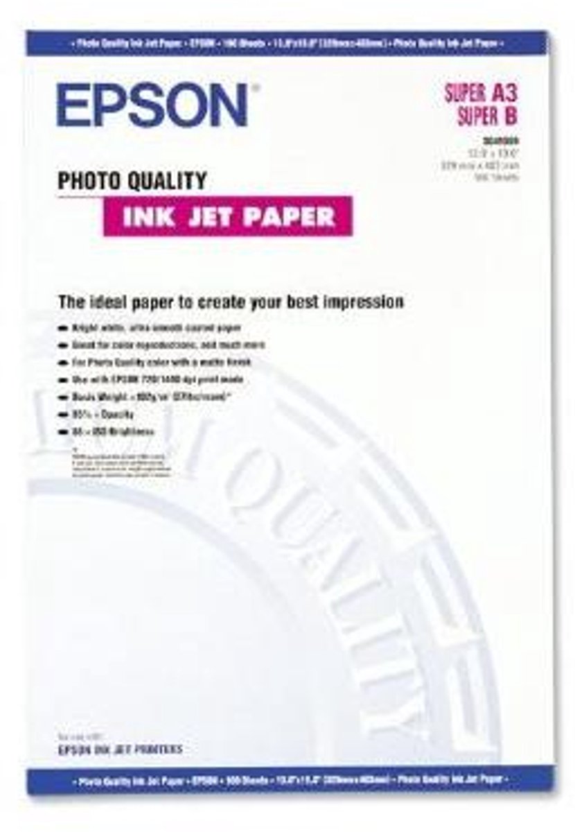Epson Inkjetpapier Epson S041069 A3+ 102g/qm Fotoqualität VE=100 Blatt