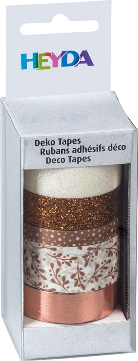 6 x Heyda DekoTape Papier 0,6-1,8cmx2-6,5m VE=5 Stück sortiert rosegol