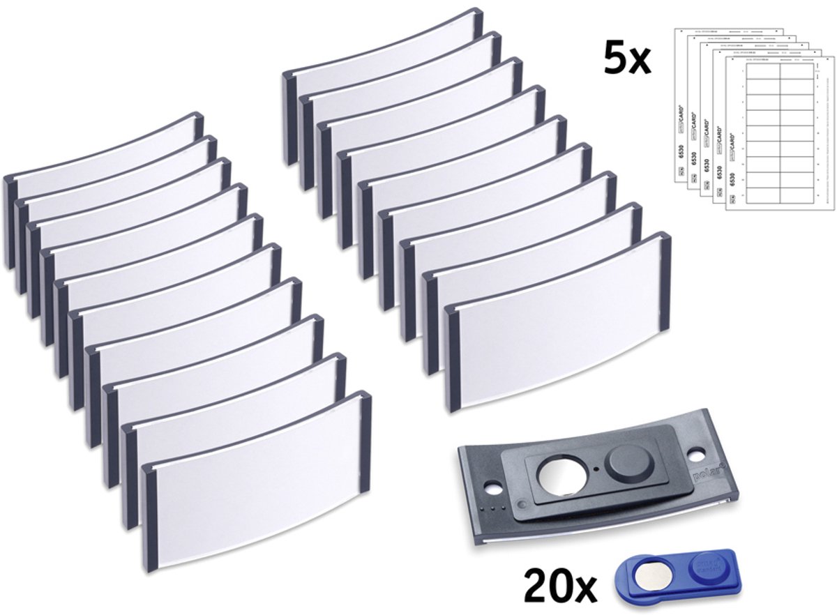 badgepoint Namensschild polar POL30MA02-20DR 70x30mm anthrazit 20 Stüc
