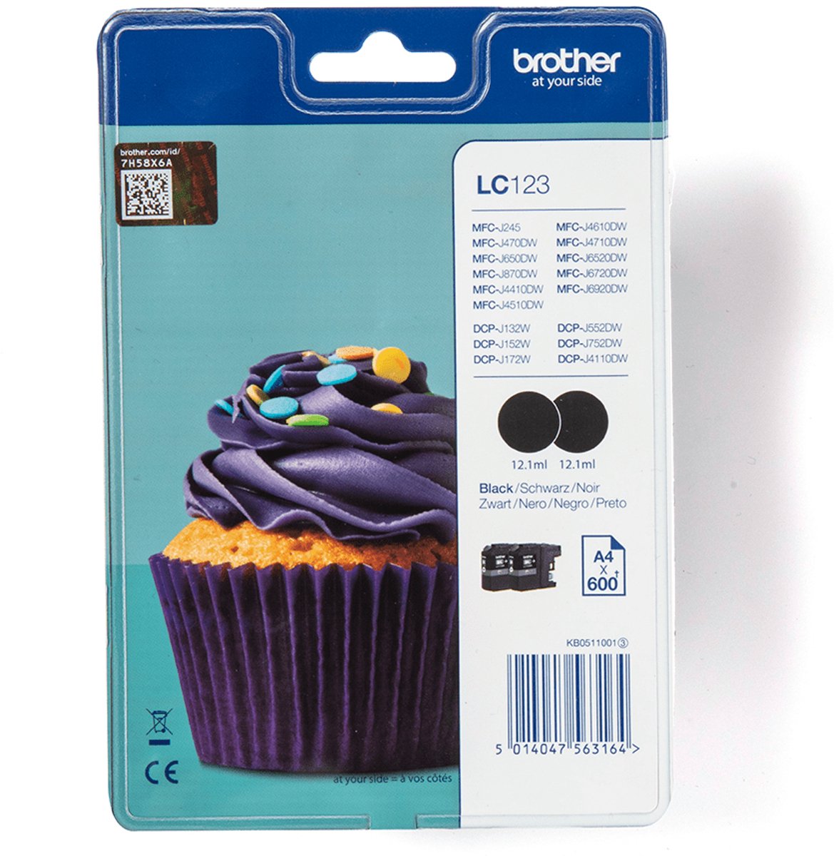 Brother Tintenpatrone Brother LC-123BKBP2 schwarz