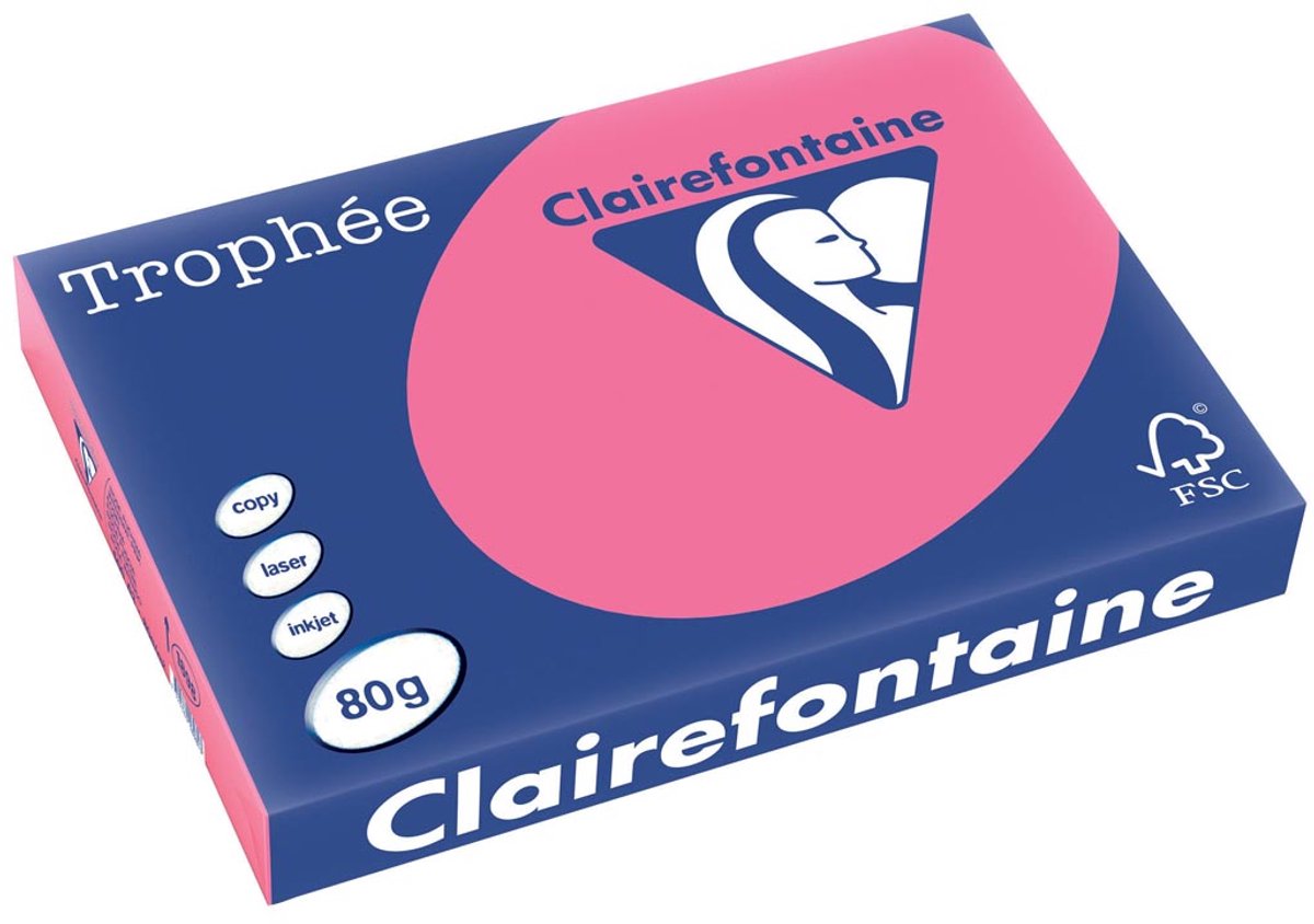 5 x Clairefontaine Kopierpapier Trophee A3 80g/qm VE=500 Blatt eosin