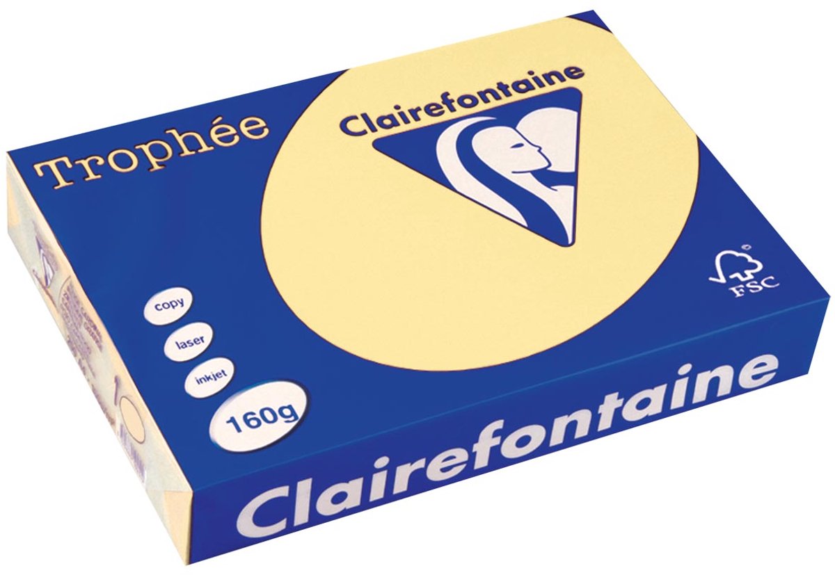 4 x Clairefontaine Kopierpapier Trophee A4 160g/qm VE=250 Blatt gelb