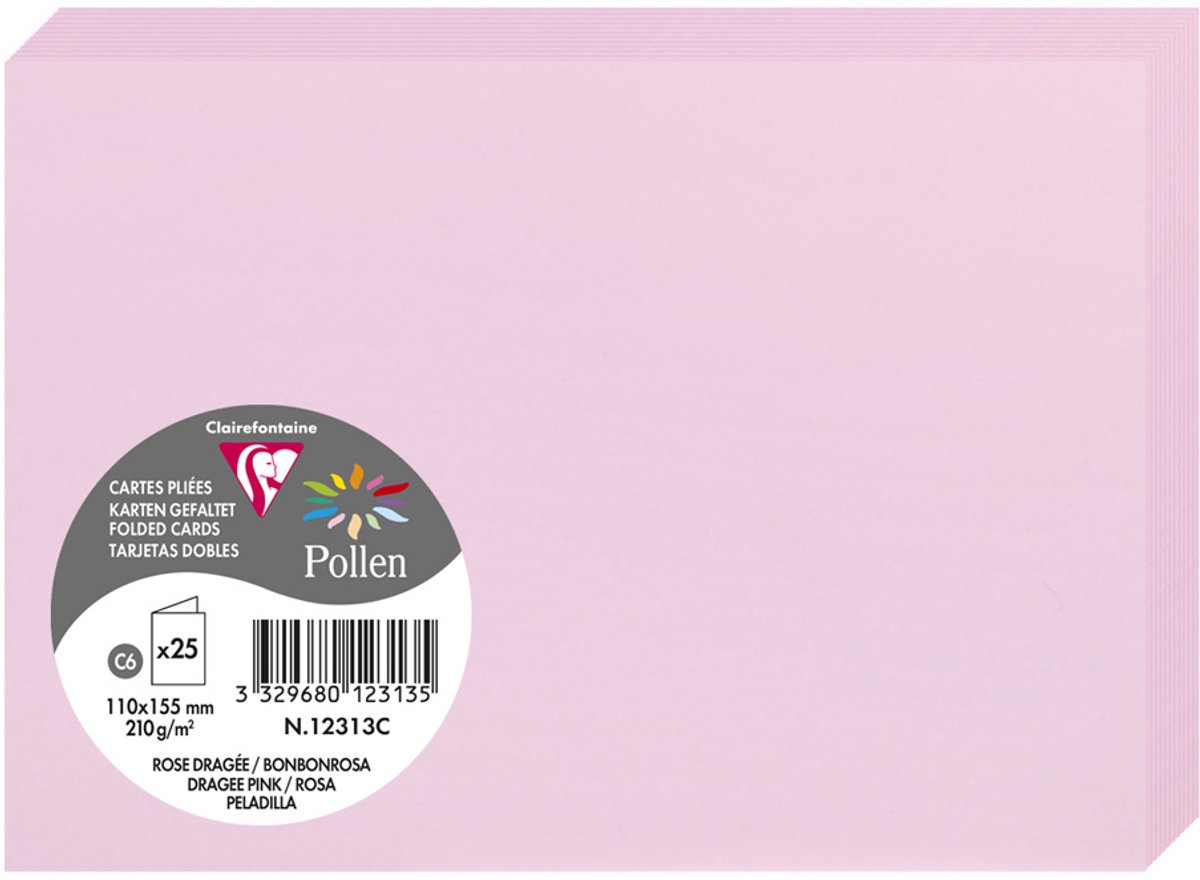 10 x Clairefontaine Doppelkarte Pollen C6 210g VE=25 Stück perlmutt-we