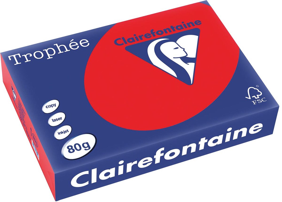 5 x Clairefontaine Kopierpapier Trophee A4 80g/qm VE=500 Blatt koralle