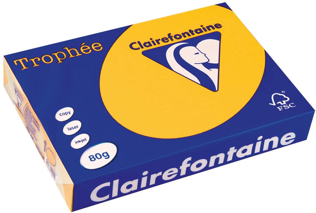 5 x Clairefontaine Kopierpapier 1978PC A4 80g sonnengelb 500 Blatt