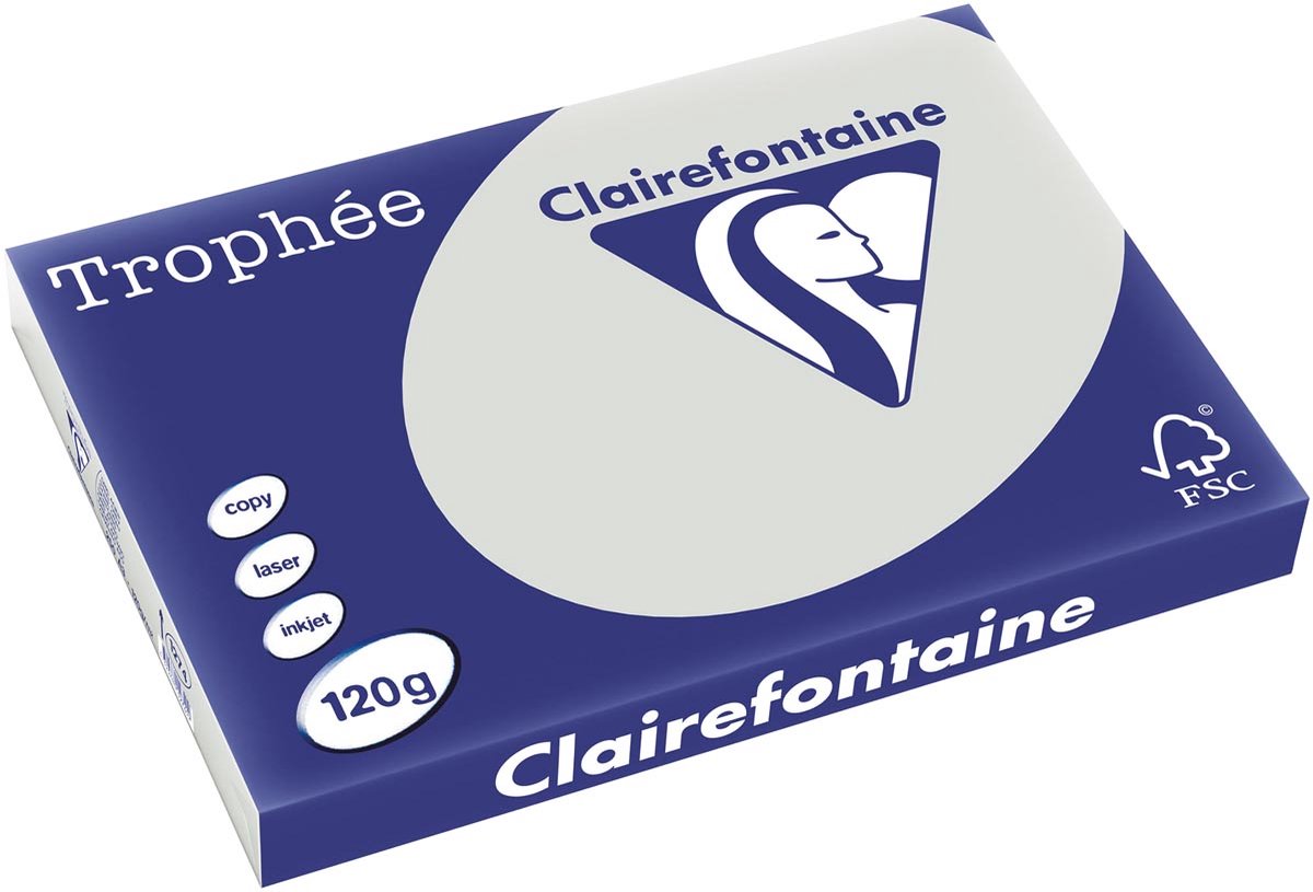 5 x Clairefontaine Kopierpapier Trophee A3 120g/qm VE=250 Blatt stahlg