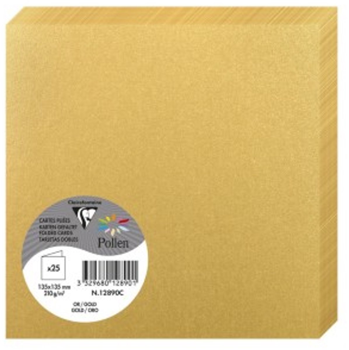 10 x Clairefontaine Doppelkarte Pollen 135x135mm 210g VE=25 Stück gold