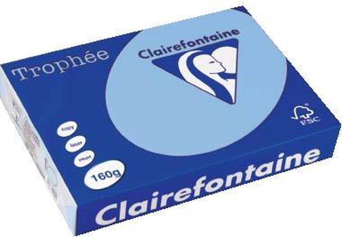 4 x Clairefontaine Kopierpapier Trophee A4 160g/qm VE=250 Blatt blau