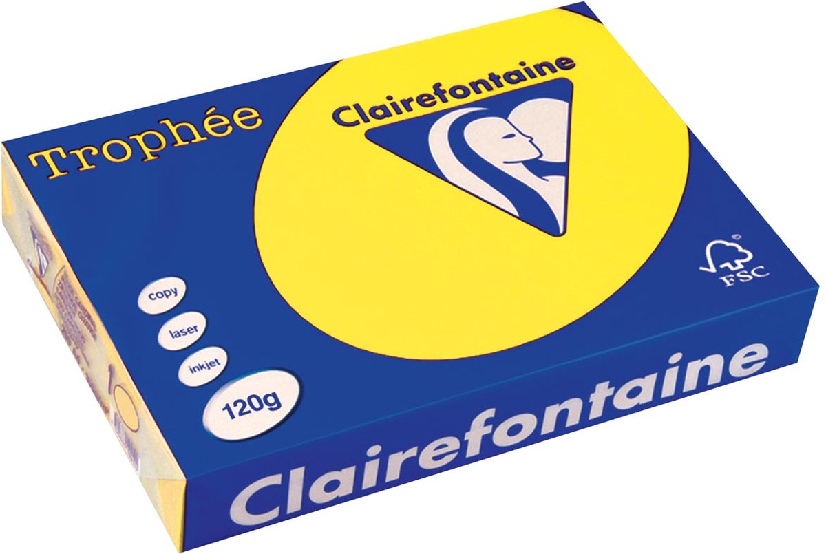 5 x Clairefontaine Kopierpapier 1292PC A4 120g kanariengelb 250 Blatt