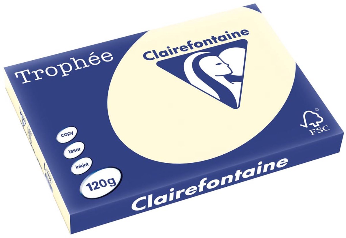 5 x Clairefontaine Kopierpapier Trophee A3 120g/qm VE=250 Blatt elfenb