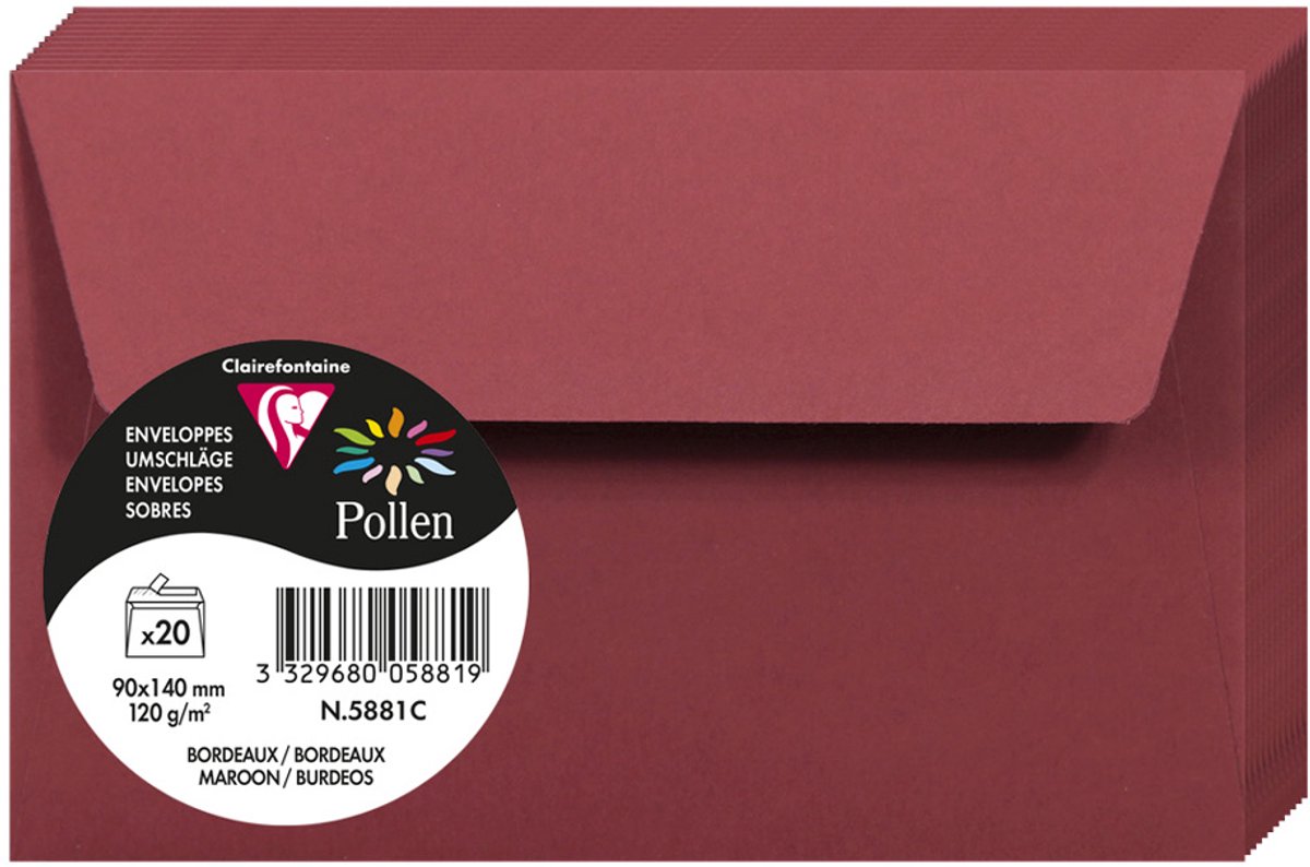 10 x Clairefontaine Briefumschlag Pollen 90x140mm 120g VE=20 Stück Haf