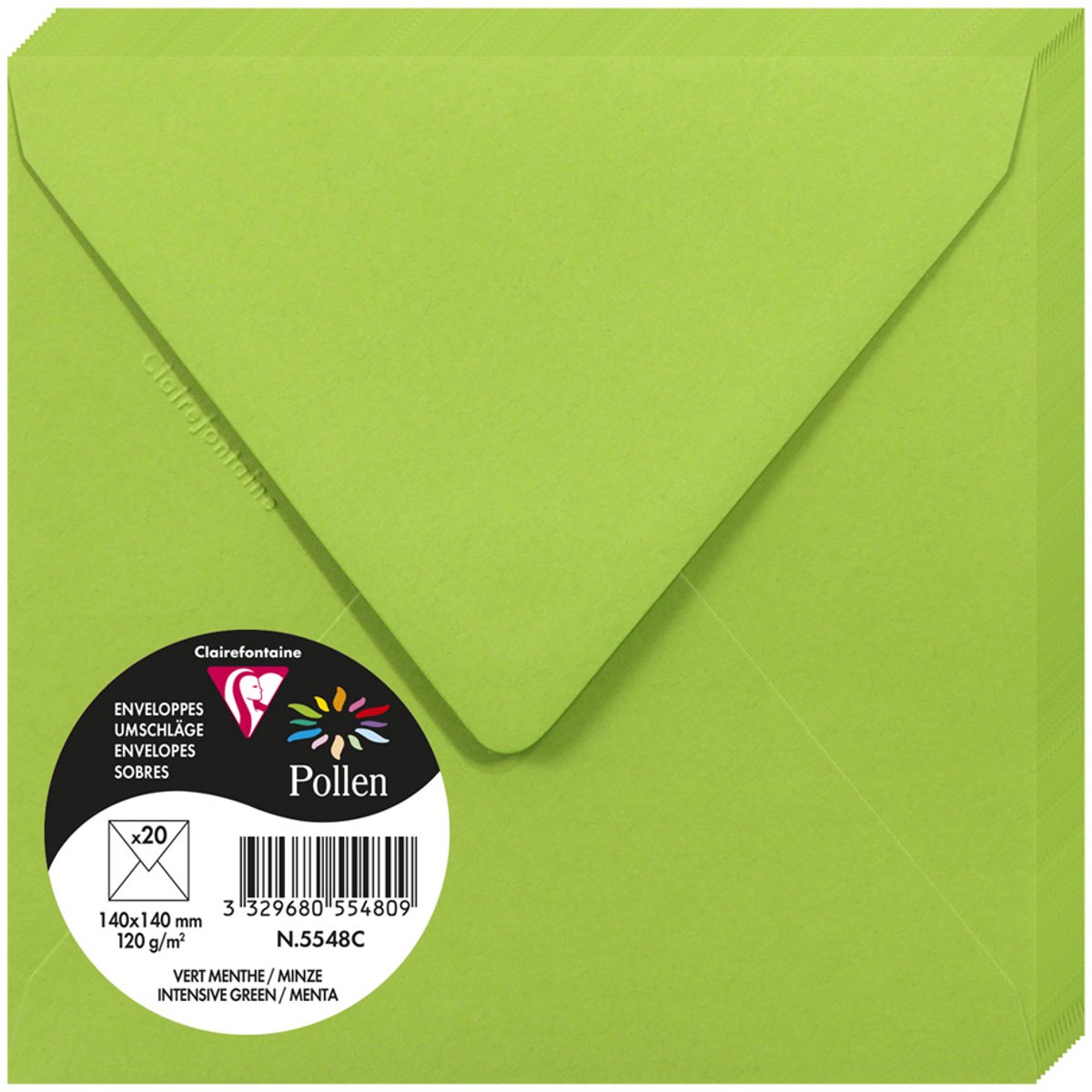 10 x Clairefontaine Briefumschlag Pollen 140x140mm 120g VE=20 Stück gu