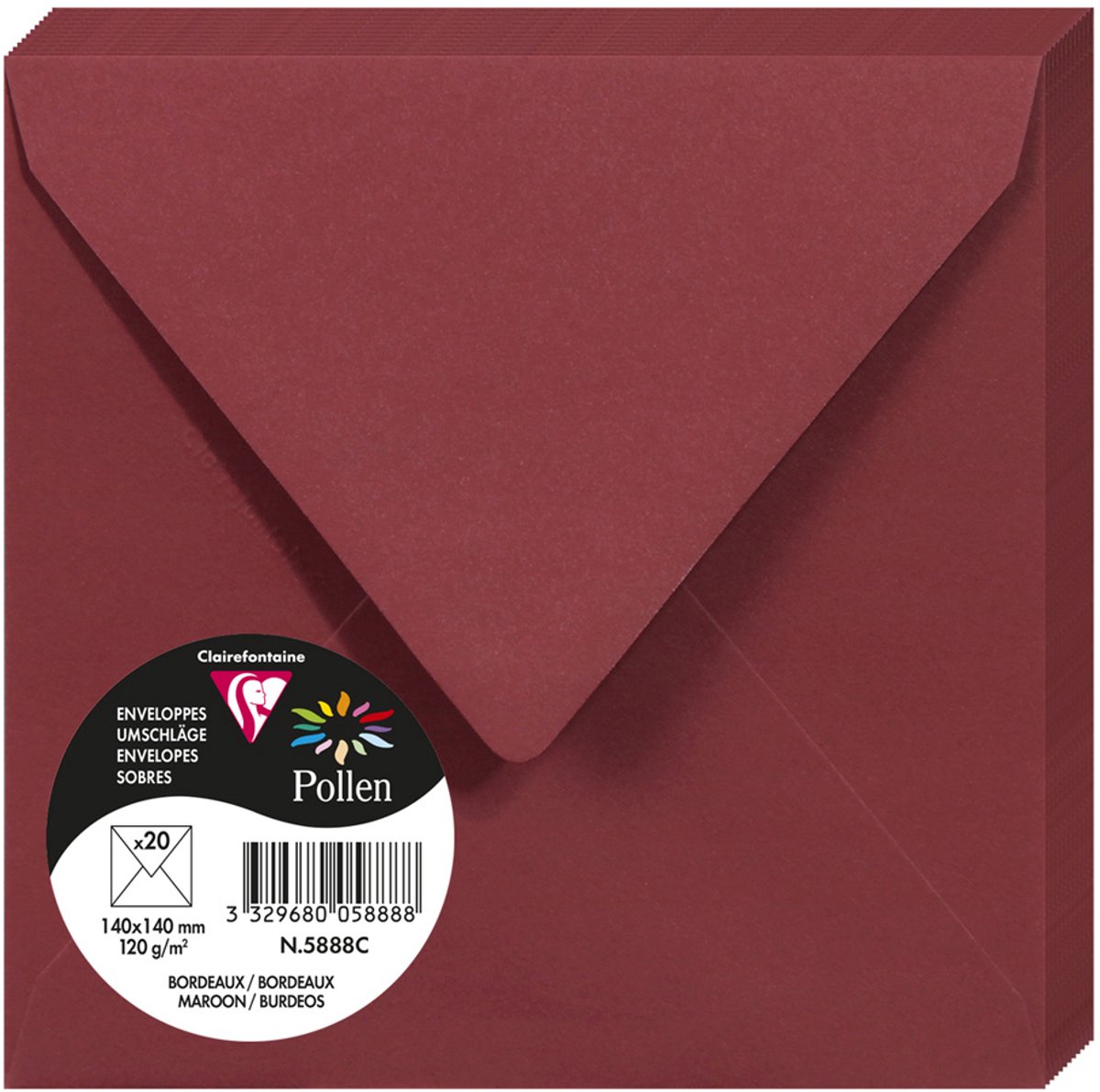 10 x Clairefontaine Briefumschlag Pollen 140x140mm 120g VE=20 Stück gu