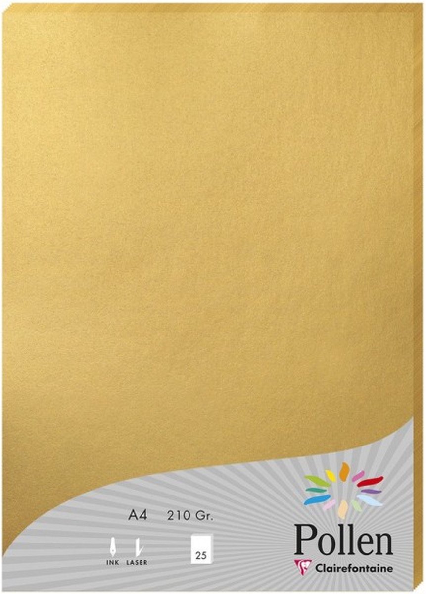 10 x Clairefontaine Papier Pollen A4 210g 25 Blatt gold