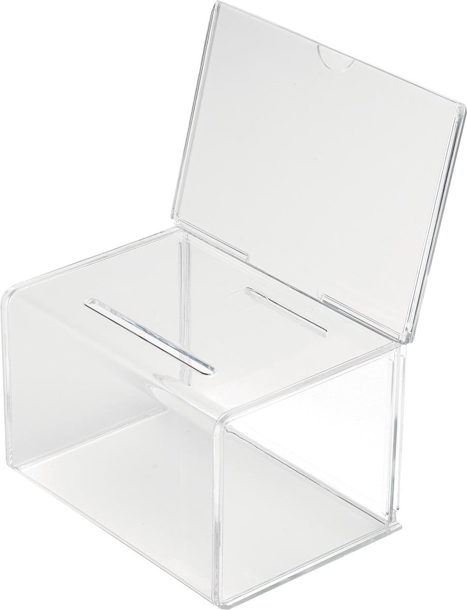 Deflecto Vorschlag/Spende-Box mit Infoschild 16,3x20,3x13,5 transparen