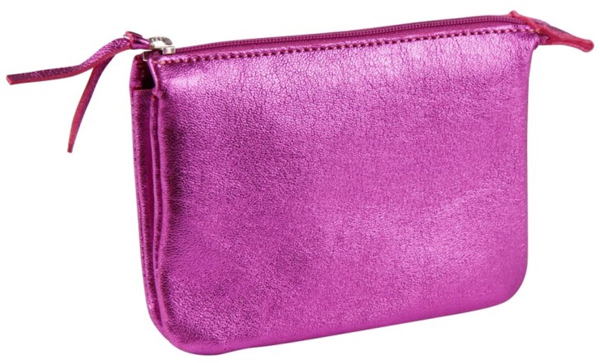 4 x Clairefontaine Tasche klein Leder mit 2 Fächern 13x9cm raspberry