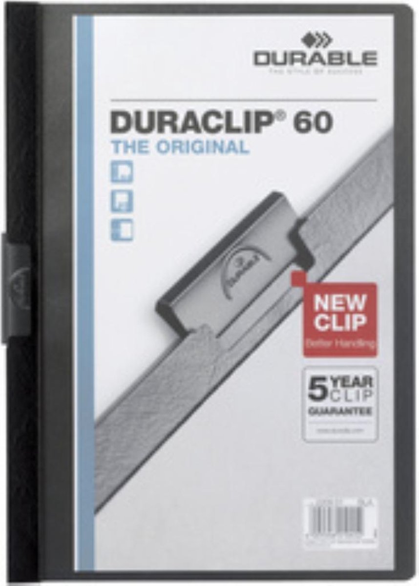 5 x Durable Cliphefter Duraclip Original 60 schwarz 5 Stück