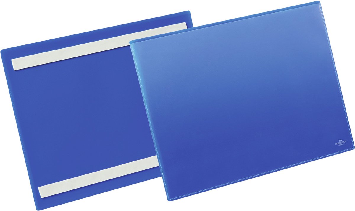 Durable Etikettentaschen selbstklebend A4 quer blau VE=50 Stück