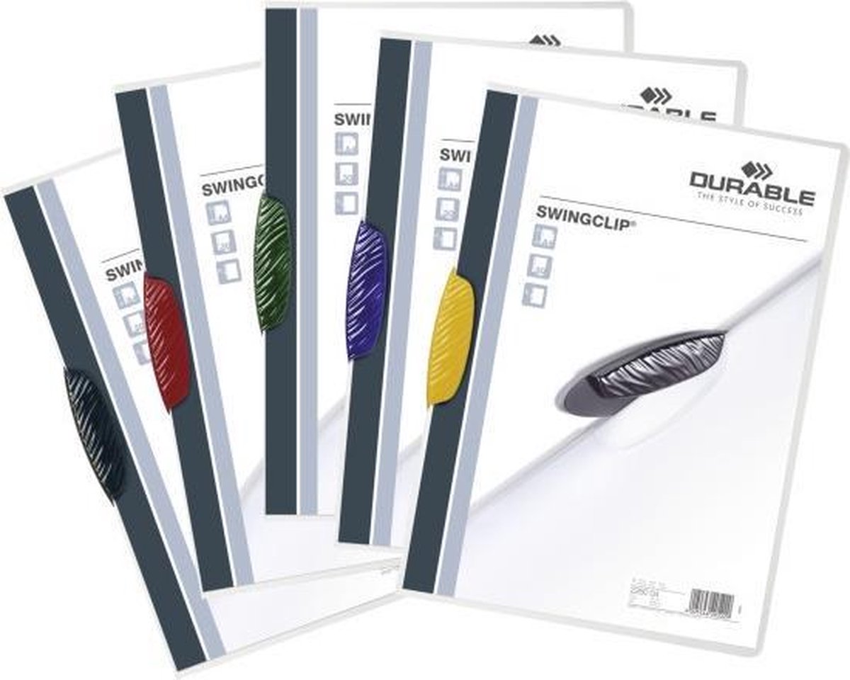 25 x Durable Klemm-Mappe SWINGCLIP für 30 Blatt transparentes Deckblat