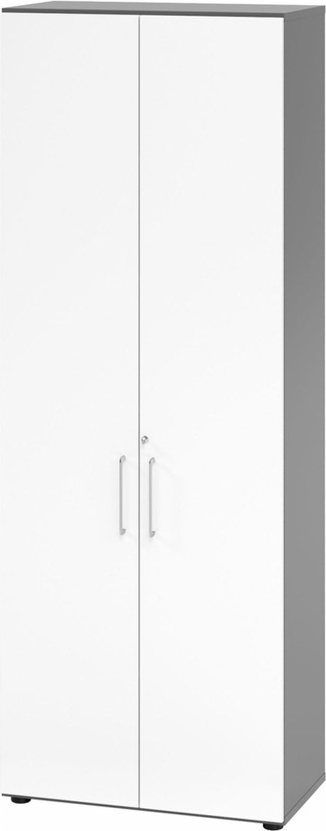 mcbuero.de Schrank 6OH BxTxH 80x42x215,6cm Griff BS Grau